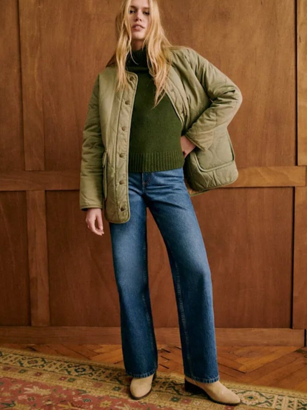 NWT Sezane Farel Reversible Jacket- Light Olive Green/Khaki - Size US6